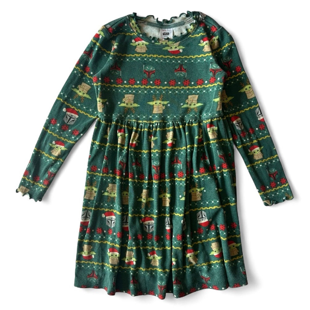 Hanna Andersson Star Wars Grogu Holiday Dress Size 6-7